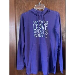 Life Is Good Womens Purple Relaxed Fit Pullover Hoodie S Take Your Love Where Go
